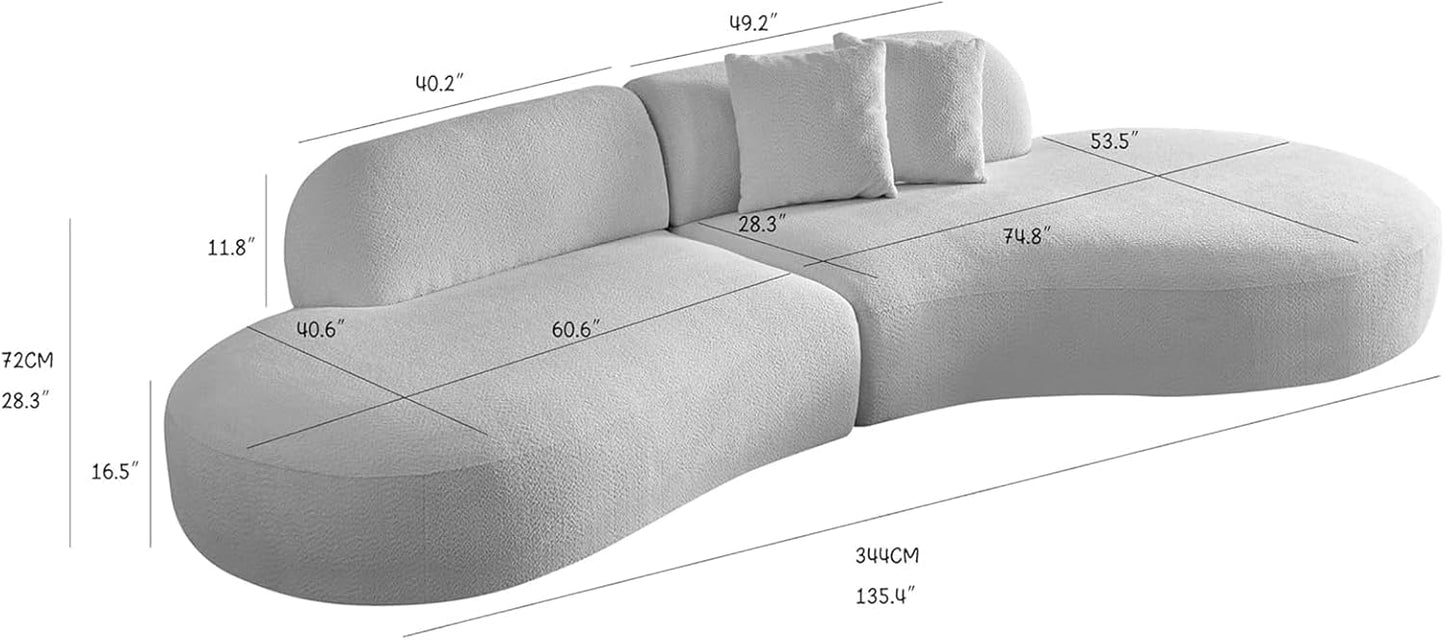 Canapé modulaire 6 places en tissu bouclé