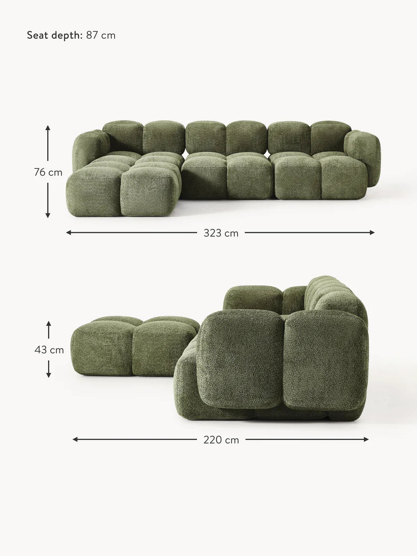 Canapé ANDALUCIA modulable 4 places en peluche-bouclette
