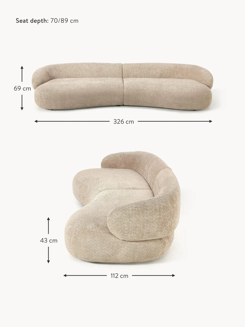 Canapé 4 places en peluche-bouclette Alba