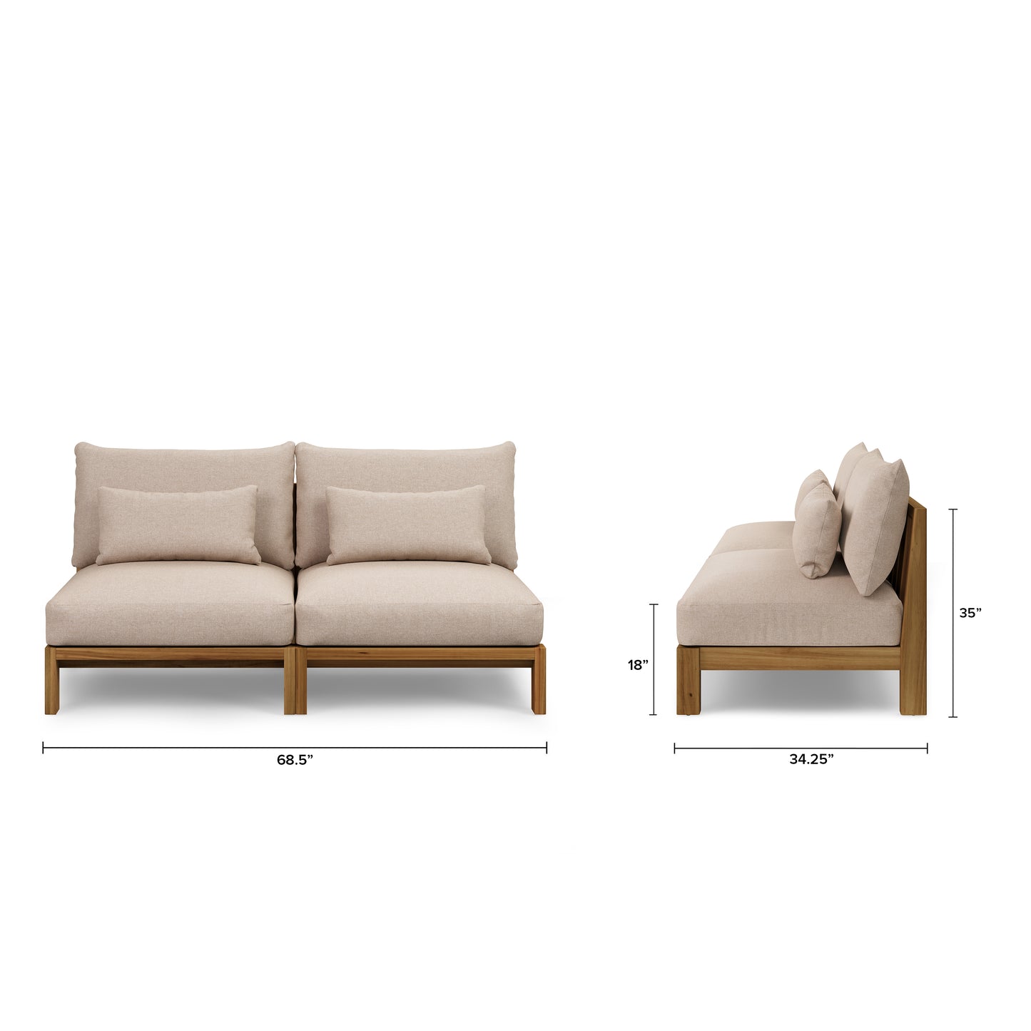 Causeuse modulaire d'extérieur sans accoudoirs NEMO