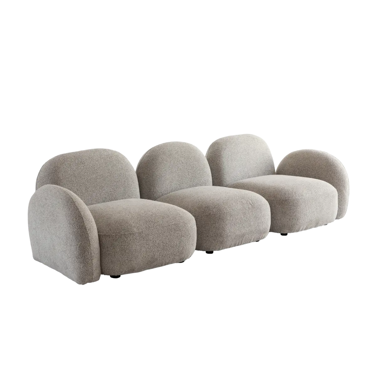 Canapé 3 modules en tissu bouclette gris Calya