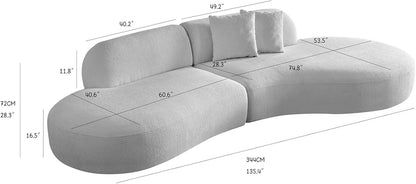 Canapé modulaire 6 places en tissu bouclé