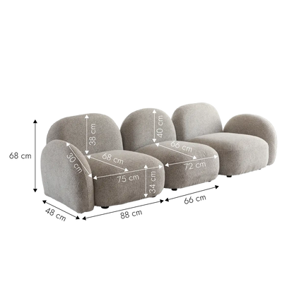 Canapé 3 modules en tissu bouclette gris Calya