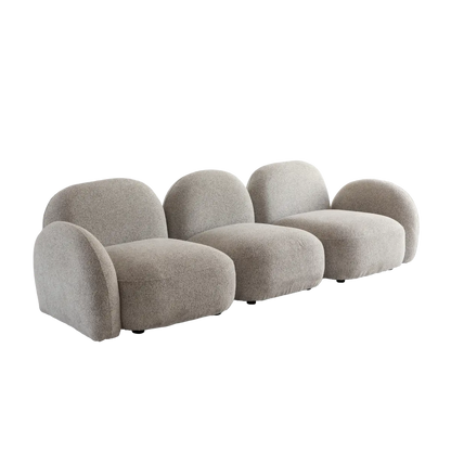 Canapé 3 modules en tissu bouclette gris Calya